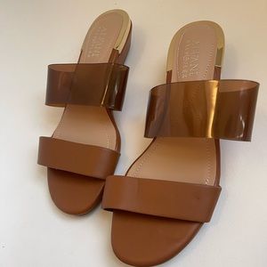 Alfani Tilley Vinyl Demi Slide Wedge  Leather Sandals